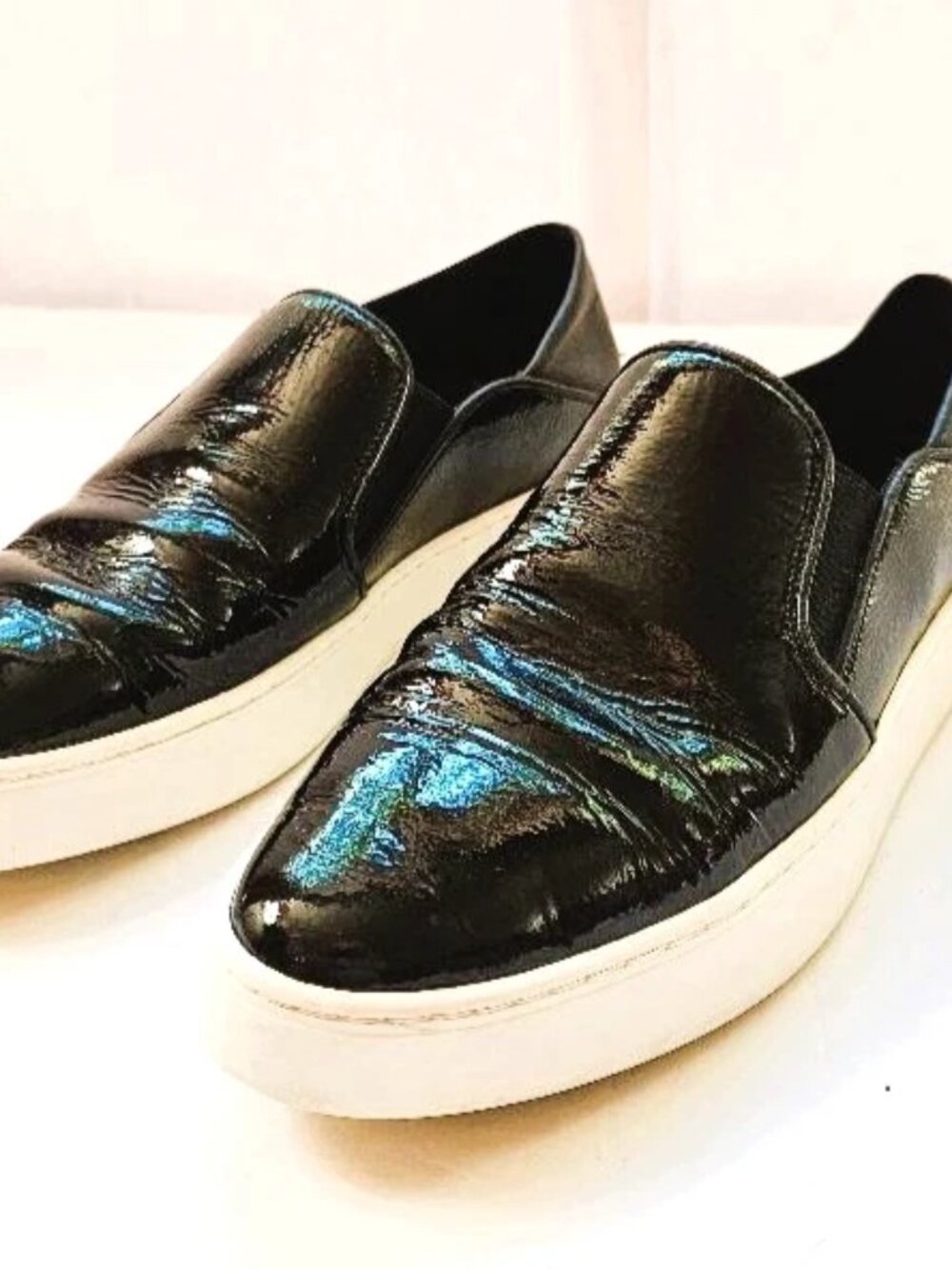 Vince Garvey Black Patent Slip On Loafers Size 6.5 Womens Sneakers